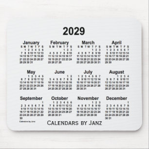 2029 års kalender för vit rök av Janz Mouse Pad Musmatta
