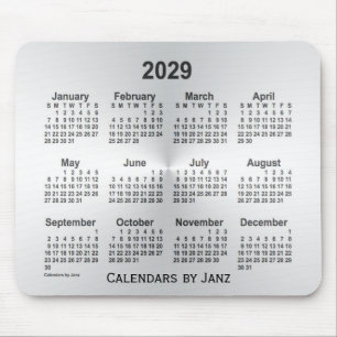 2029 års kalender i Silver av Janz Mouse Pad Musmatta
