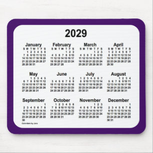 2029 års Lila- och vitkalender av Janz Two Tone Musmatta
