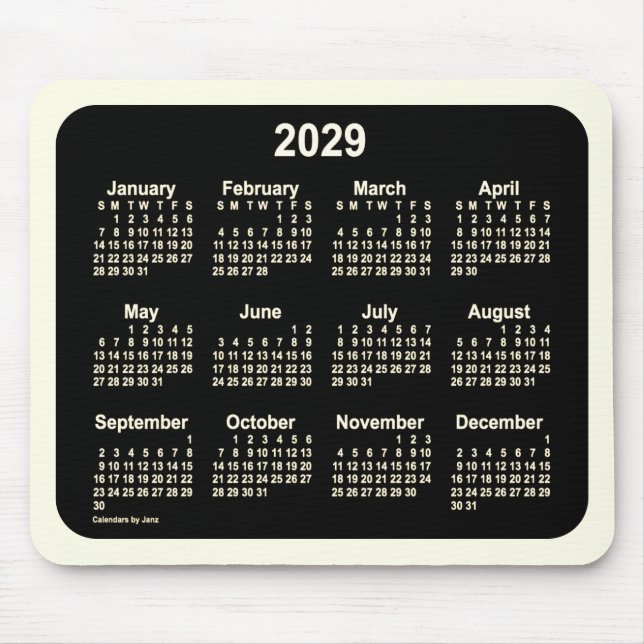 2029 års Neon Sepia-kalender från Janz Two Tone Musmatta (Framsidan)