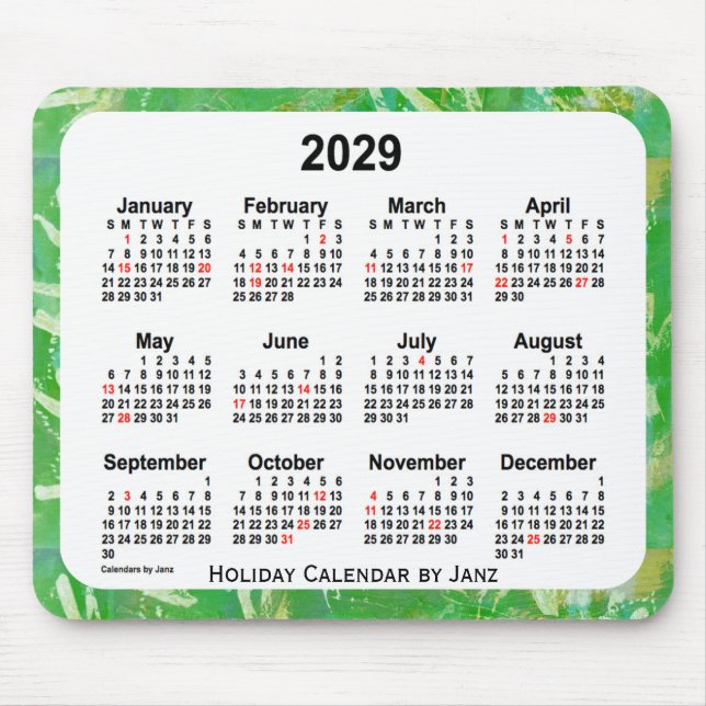 2029-Gröntens Helgdag Art Calendar av Janz Mouse P Musmatta (Framsidan)