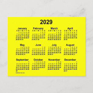 2029 Gul Mini Kalender av Janz Vykort