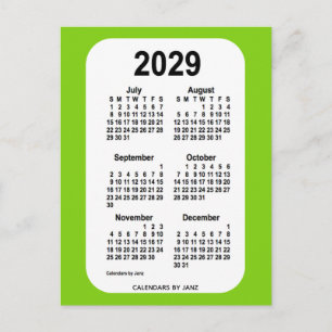 2029 Gult Grönt 6 Mini Calendar från Janz Vykort