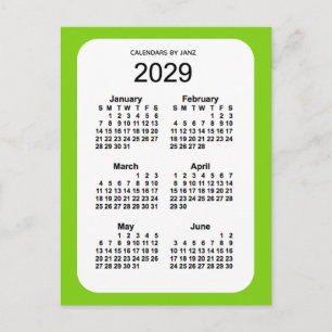 2029 Gult Grönt 6 Mini Calendar från Janz Vykort