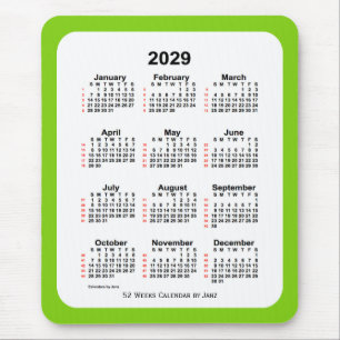 2029 Gultens Grönt 52 veckors kalender från Janz Musmatta