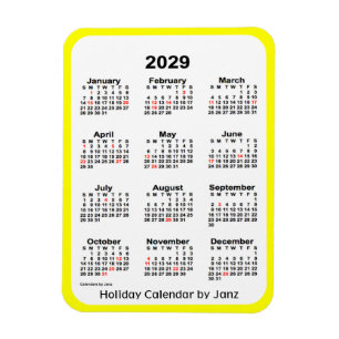 2029-Gultens Helgdag Kalender från Janz Magnet
