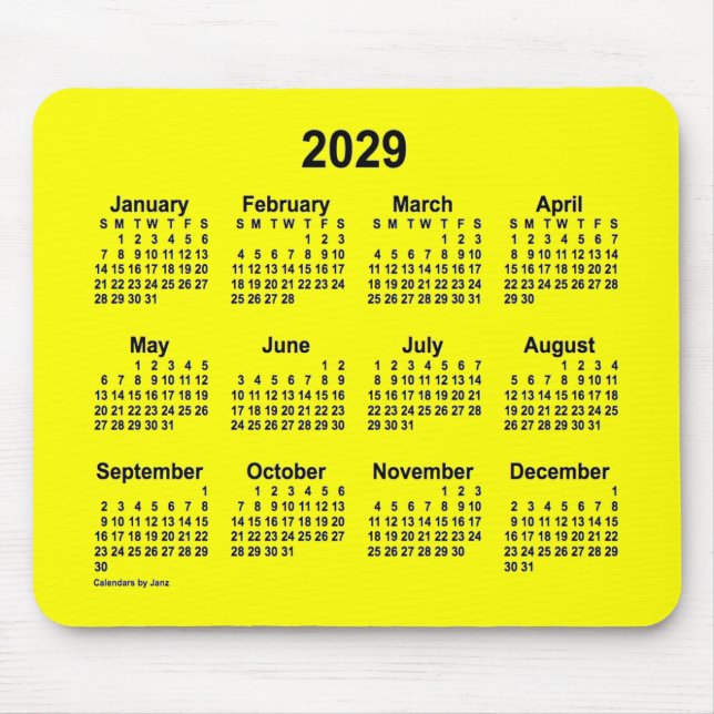 2029-Gultens kalender av Janz Mouse Pad Musmatta (Framsidan)