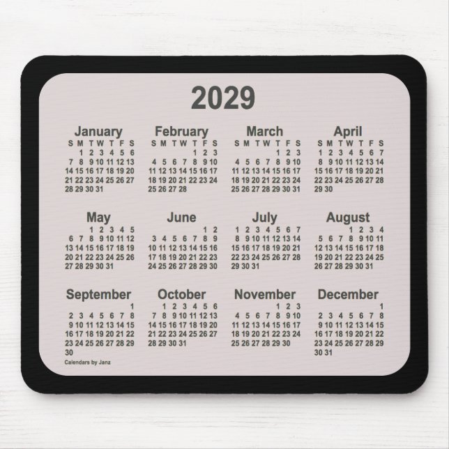 2029 La Boca on Black Calendar av Janz Two Tone Musmatta (Framsidan)