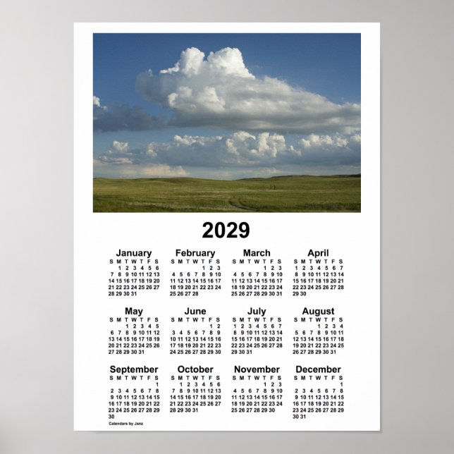 2029 Nebraska Sandhills Kalender av Janz Poster (Framsidan)