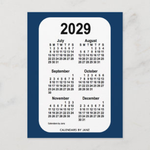 2029 Polisbox Blue 6 Month Mini Calendar av Janz Vykort