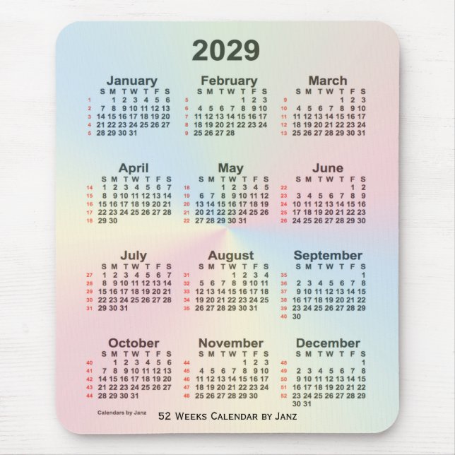 2029 Rainbow Cloud 52 Week Calendar av Janz Musmatta (Framsidan)