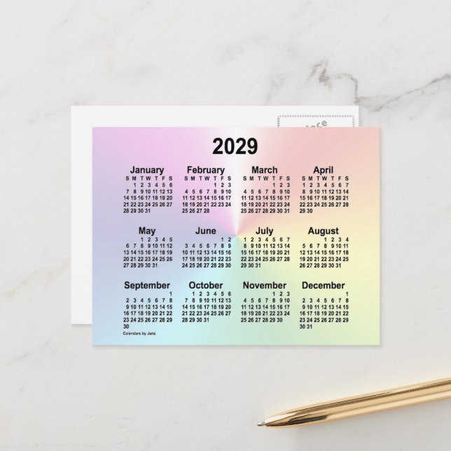 2029 Rainbow Cloud Mini Kalender av Janz Vykort (Fram/Back In Situ)