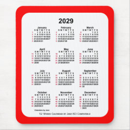 2029 Red 52 Weeks ISO Calendar av Janz Two Tone Musmatta