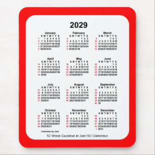 2029 Red 52 Weeks ISO Calendar av Janz Two Tone Musmatta
