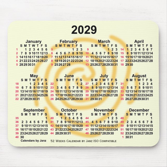 2029 Sunny Days 52 veckor ISO Calendar av Janz Musmatta (Framsidan)
