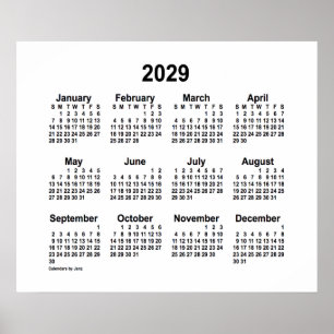 2029 Vit kalender av Janz Print Poster