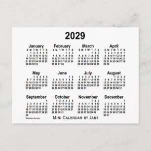 2029 Vit Mini Kalender av Janz Vykort
