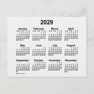 2029 Vit Rök Mini Kalender av Janz Vykort