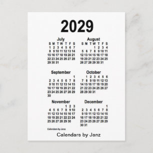 2029 Vit sexmånaderskalender från Janz Vykort