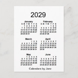 2029 Vit sexmånaderskalender från Janz Vykort