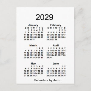 2029 Vit sexmånaderskalender från Janz Vykort
