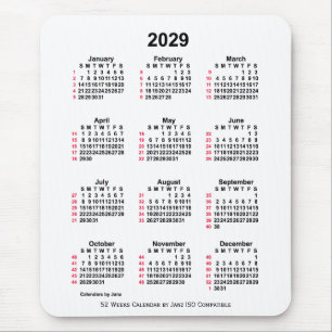 2029 Vita 52 veckor ISO-kalender från Janz Musmatta