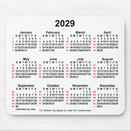 2029 Vita 52 veckor ISO-kalender från Janz Musmatta