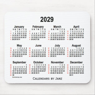 2029 Vita 52 veckors kalender från Janz Musmatta