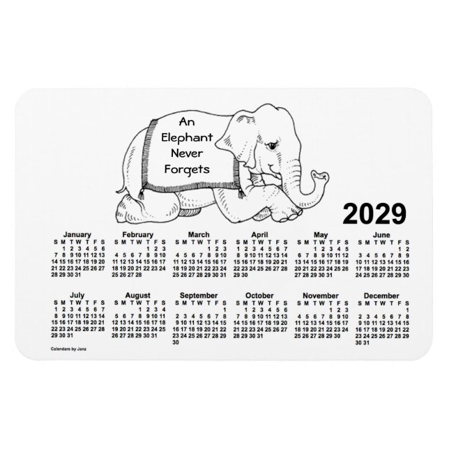 2029 Vitelnätskalender från Janz 4x6 Magnet (Horisontell)