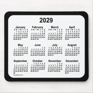 2029 White on Black Calendar från Janz Two Tone Musmatta