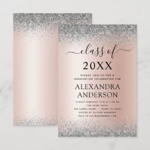 202 Studentfest Glitter Ro Guld Rosa Silver Inbjudningar