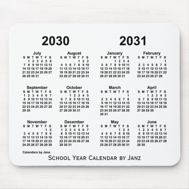 2030-2031 års vitbokskalender från Janz Musmatta (Framsidan)