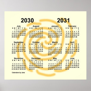 2030-2031 Soliga dagar Skolårskalender av Janz Poster