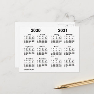 2030-2031 Vit skolårs kalender av Janz Vykort