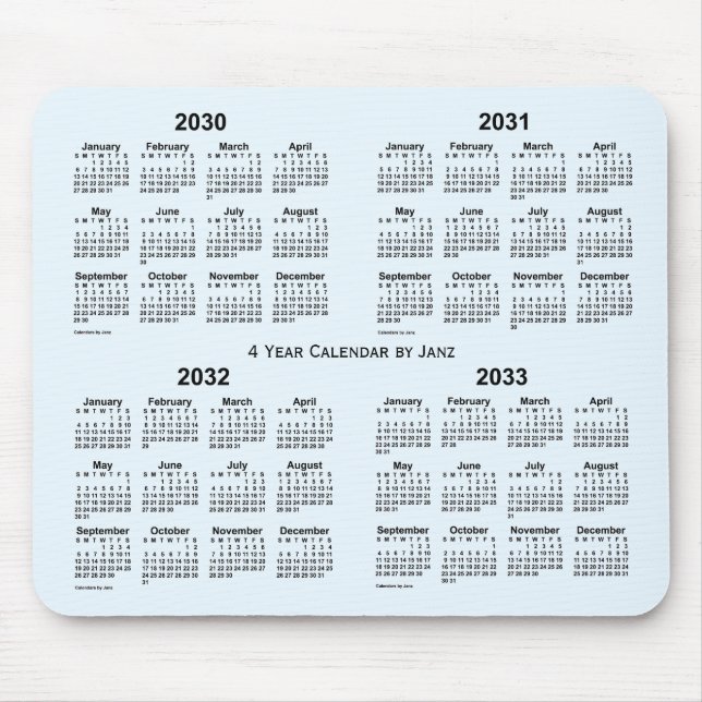 2030-2033 Alice Blue 4 Year Calendar by Janz Musmatta (Framsidan)