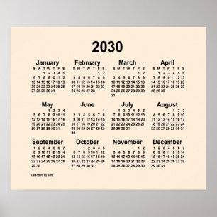 2030 Antik Vit Kalender av Janz Print Poster