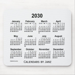 2030 års kalender för vit rök av Janz Mouse Pad Musmatta