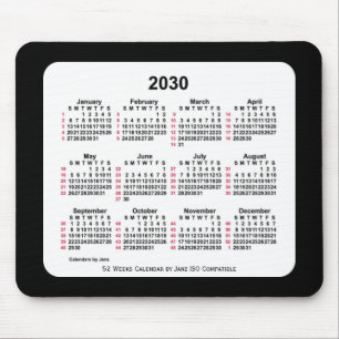 2030 Black 52 Weeks ISO Calendar av Janz Two Tone Musmatta