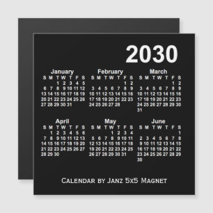 2030 Black 6 Month Calendar från Janz 5x5 Magnet