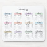 2030 FULLT ÅR CALENDAR PASTEL HANDSKRIFTLIG SKRIVS MUSMATTA<br><div class="desc">Håll dig organiserad och inspirerad med den här 2030-åriga kalendermusmattan. Varje månad markeras på ett vackert sätt i mjuka pastelltoner och visas i ett handskrivet teckensnitt med eleganten stil, vilket ger en något sofistikerad bild på arbetsytan. Perfekt för snabbdatumreferens medan du arbetar, kombinerar den här musknappen funktioner med stil. En...</div>