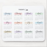 2030 FULLT ÅR CALENDAR PASTEL HANDSKRIFTLIG SKRIVS MUSMATTA<br><div class="desc">Håll dig organiserad och inspirerad med den här 2030-åriga kalendermusmattan. Varje månad markeras på ett vackert sätt i mjuka pastelltoner och visas i ett handskrivet teckensnitt med eleganten stil, vilket ger en något sofistikerad bild på arbetsytan. Perfekt för snabbdatumreferens medan du arbetar, kombinerar den här musknappen funktioner med stil. En...</div>