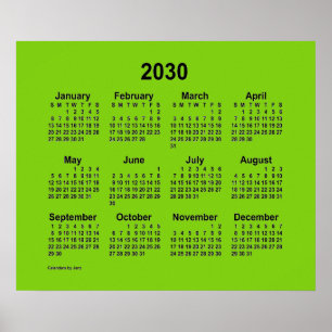 2030 Gul Grön Kalender av Janz Print Poster