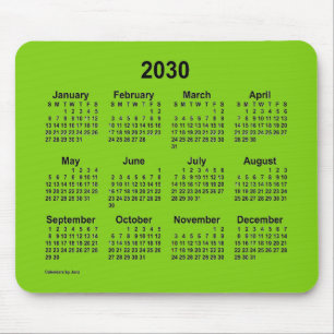 2030-Gultens Grönt Kalender av Janz Mouse Pad Musmatta