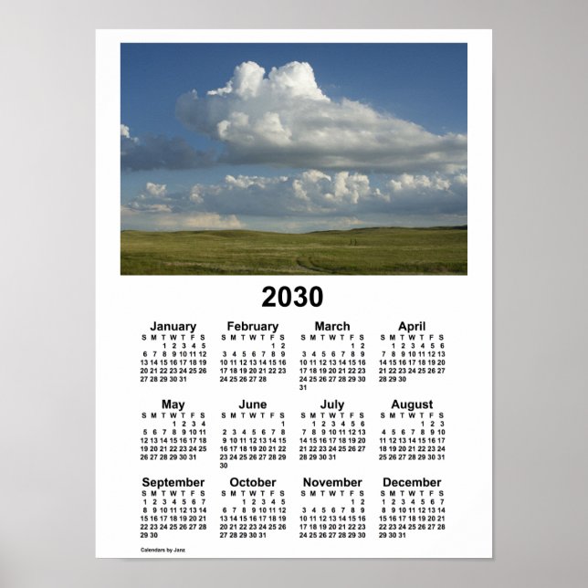2030 Nebraska Sandhills Kalender av Janz Poster (Framsidan)