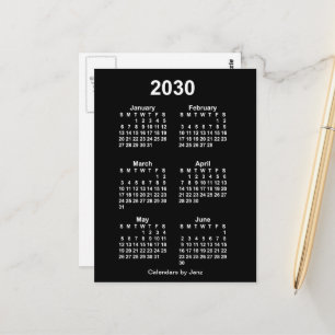 2030 Neon Vit 6 Månaders Mini Kalender av Janz Vykort