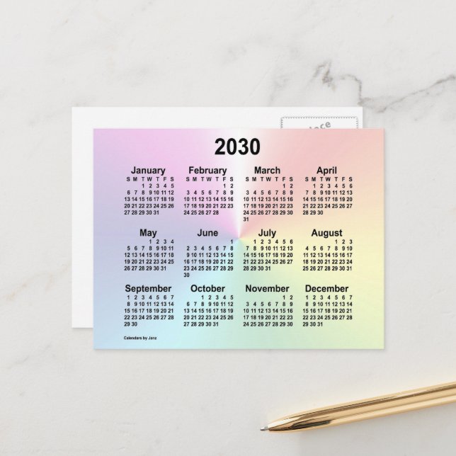 2030 Rainbow Cloud Mini Kalender av Janz Vykort (Fram/Back In Situ)