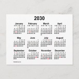 2030 Vit Holiday Mini Kalender av Janz Vykort