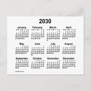 2030 Vit Mini Kalender av Janz Vykort