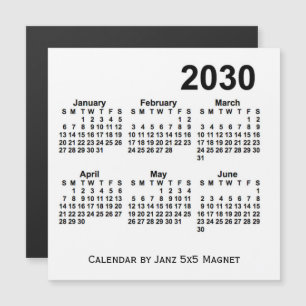 2030 Vit sexmånaderskalender av Janz 5x5 Magnet
