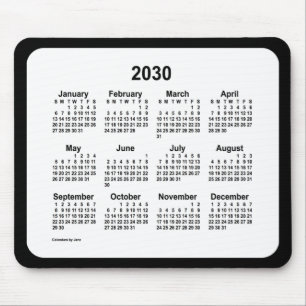 2030 White on Black Calendar från Janz Two Tone Musmatta